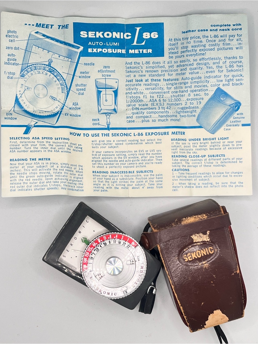 Vintage Sekonic Auto-Lumi L-86 Exposure Meter with original case
